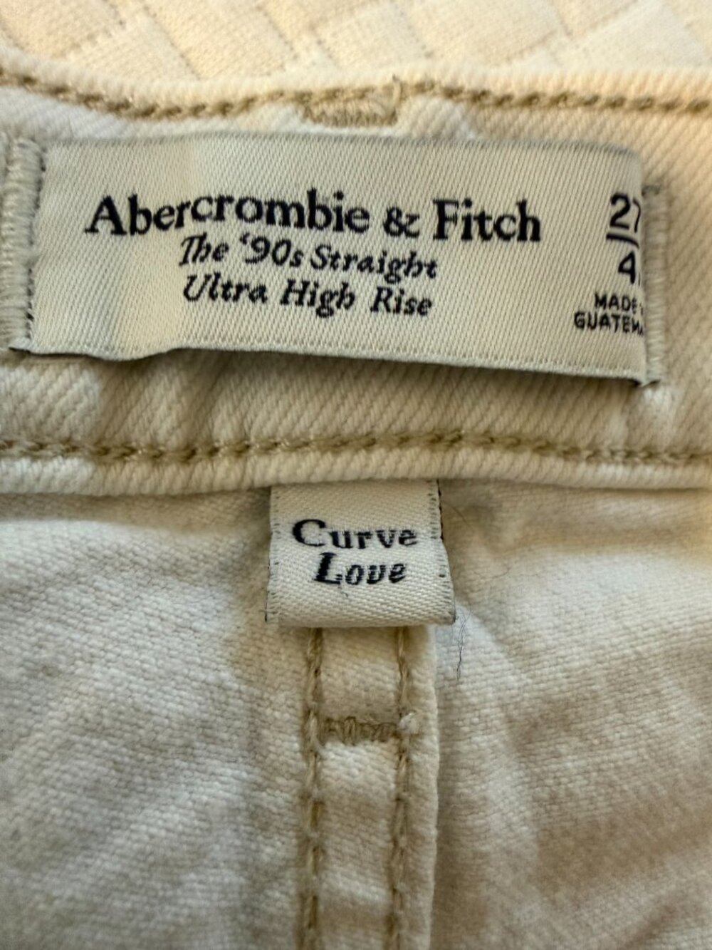 Abercrombie Curve Love The 90s Straight Ultra High Rise Jeans Cream | 27 / 4